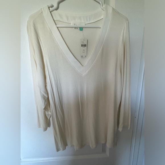 NWT Anthropologie Ribbed Three Quarter Sleeve Top - Picture 4 of 6
